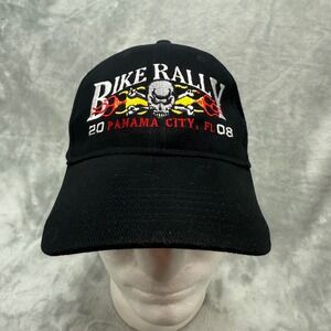 Bike Rally 2008 Panama City FL Baseball‎ Cap Hat Skull Flames USA Flag